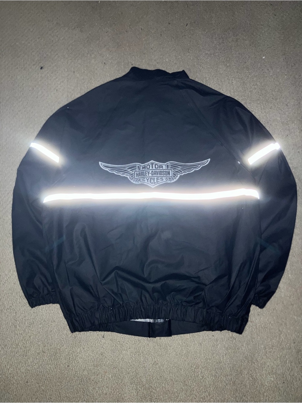 Harley-Davidson Black Windbreaker Jacket with Reflective Stripes